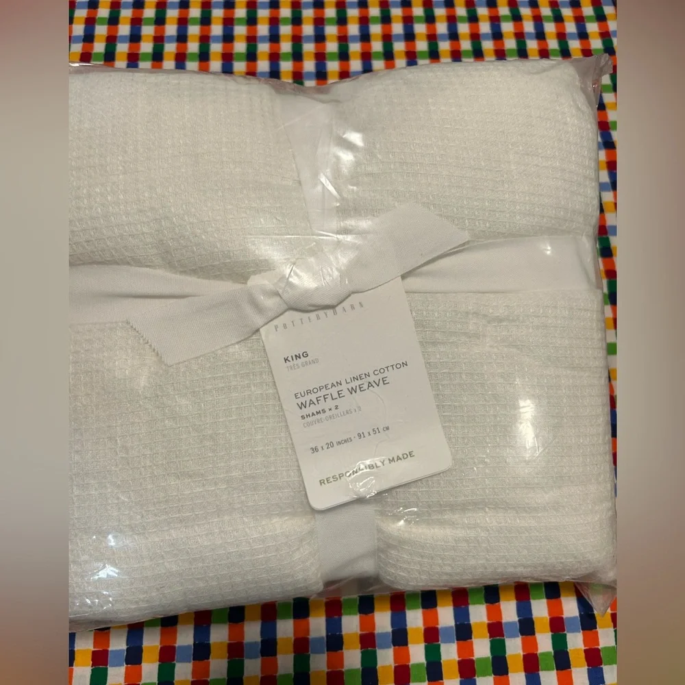 Pottery Barn White Waffle Weave King Shams